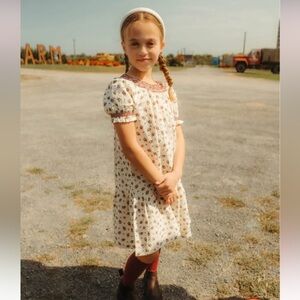Lulu kids Cream and Pink floral Kids Dress